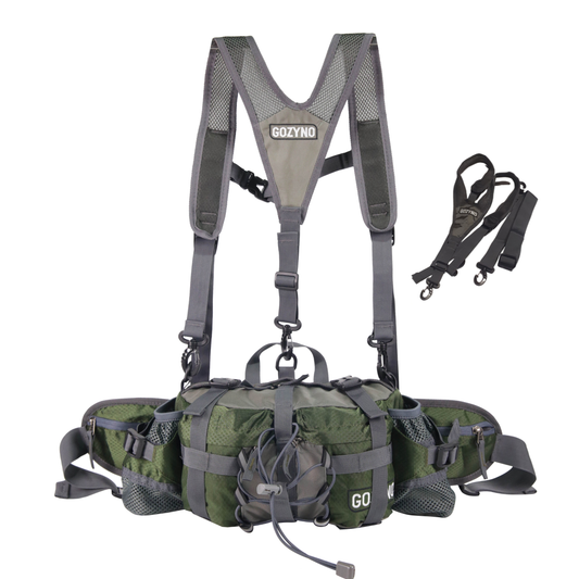 Gozyno Easywalker: Ergonomische Wandeltas voor Lange Afstanden - Gozyno Wandelheuptas Groen - Stabiel model met Borstband