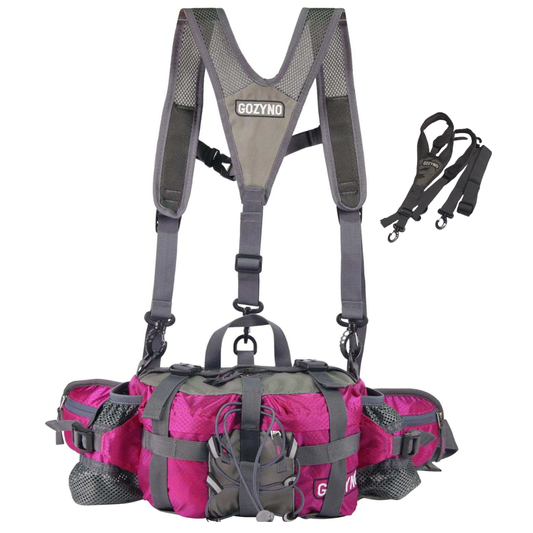 Gozyno Easywalker: Ergonomische Wandeltas voor Lange Afstanden - Gozyno Wandelheuptas Rood/Roze - Stabiel model met Borstband